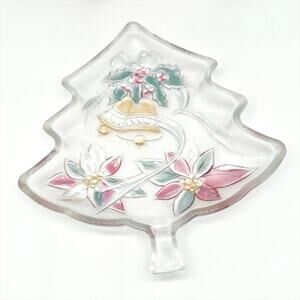 Vintage Savoir Vivre Crystal Holiday Spirit Christmas Tree Serving Plate NIB